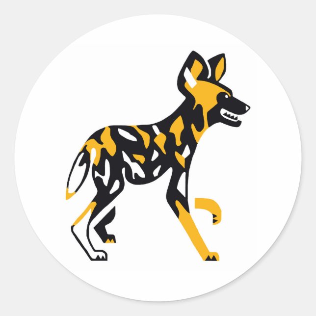 Afrikanischer Wildhund - Gemalter Hund - Wildtiere Runder Aufkleber (Vorderseite)