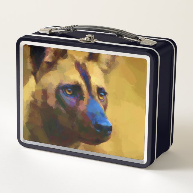 Afrikanischer Wildhund Metall Brotdose (Vorderseite)