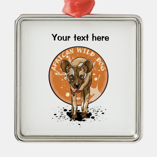 Afrikanischer Wildhund Ornament Aus Metall (Vorne)