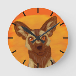 Afrikanischer Wildhund Runde Wanduhr