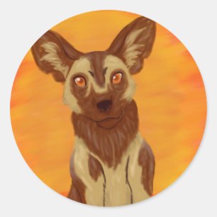 Afrikanischer Wildhund Runder Aufkleber