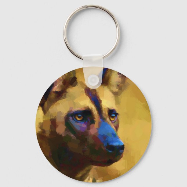 Afrikanischer Wildhund Schlüsselanhänger (Vorderseite)