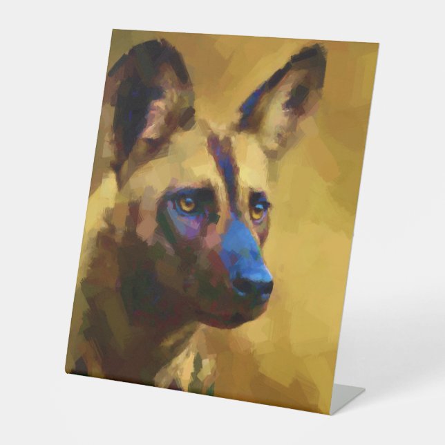 Afrikanischer Wildhund Sockelschild (Vorderseite)
