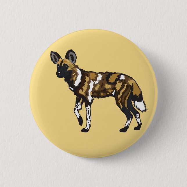 Afrikanischer Wildhund. Wild Afrika Button (Vorderseite)