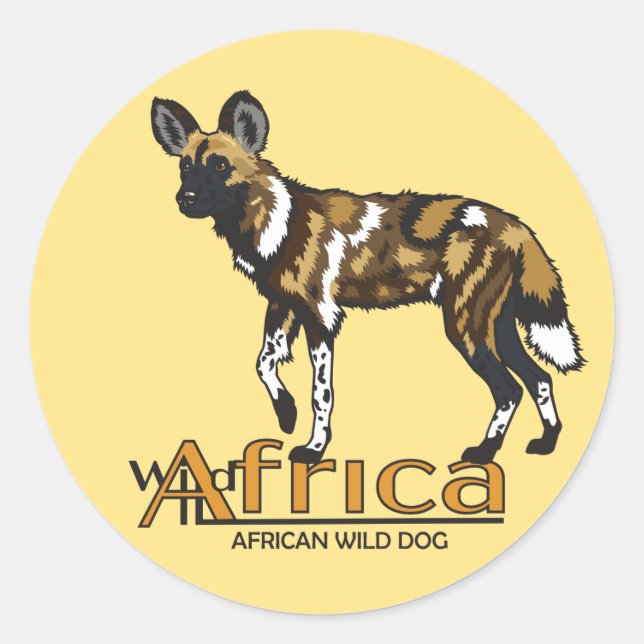 Afrikanischer Wildhund. Wild Afrika Runder Aufkleber (Vorderseite)