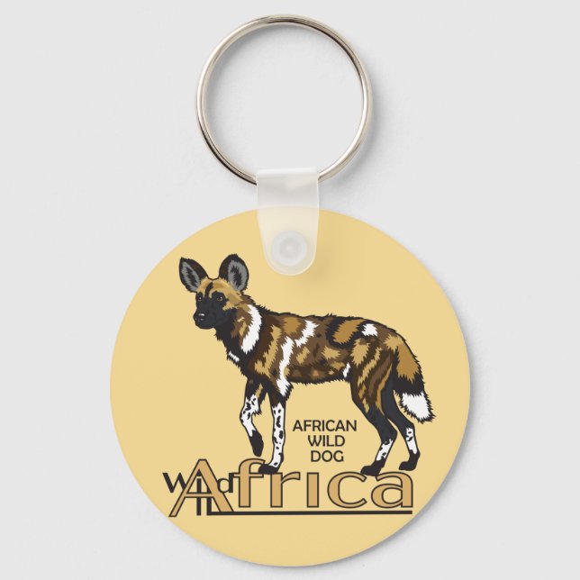 Afrikanischer Wildhund. Wild Afrika Schlüsselanhänger (Vorderseite)