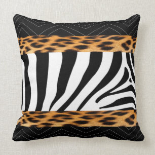 Afrikanischer Zebra-und Leopard-Druck Kissen