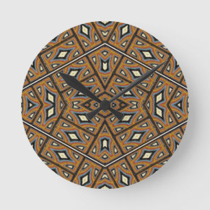 Afrikanischer Ziegel-Kaleidoskop Runde Wanduhr