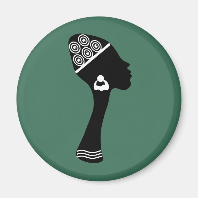 afrikanisches abstraktes Frauenportrait Magnet (Vorne)