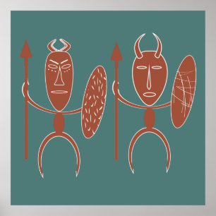 afrikanisches abstraktes, modernes Portrait nach K Poster