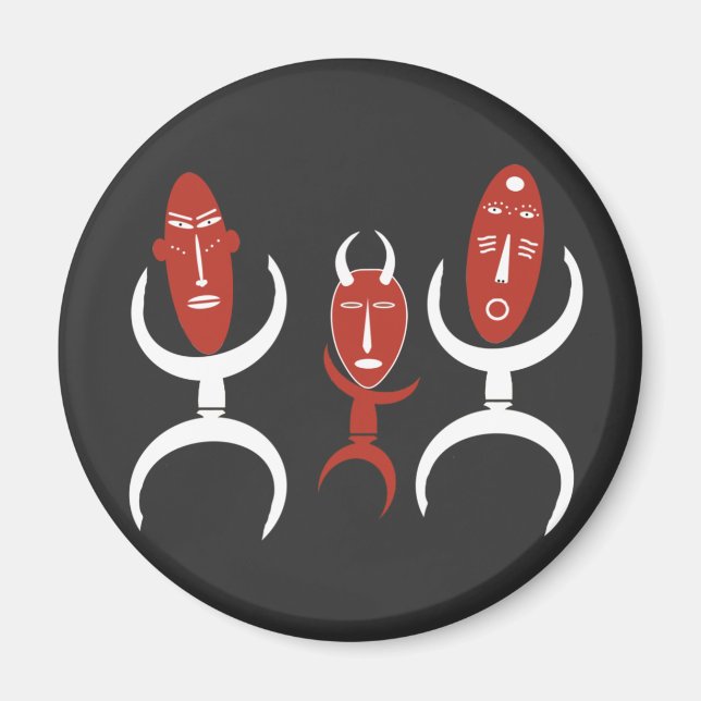 afrikanisches abstraktes Portrait Magnet (Vorne)