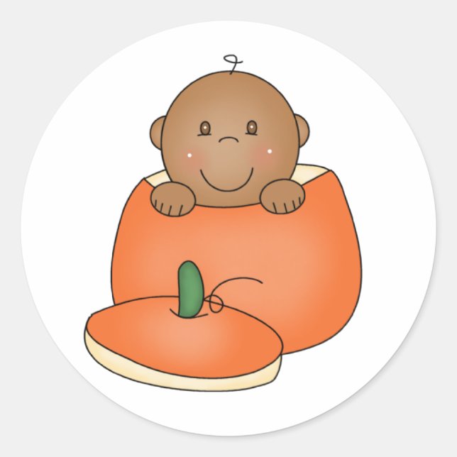 Afrikanisches amerikanisches Baby in Pumpkin Runder Aufkleber (Vorderseite)