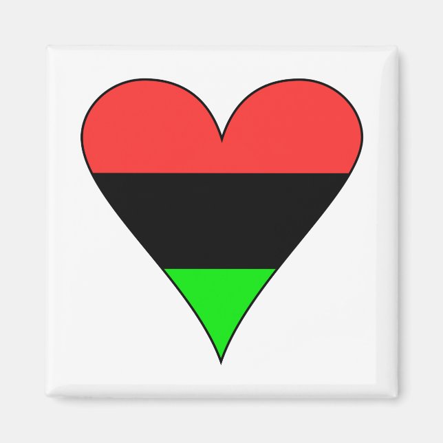 Afrikanisches amerikanisches Flaggenherz Magnet (Vorne)