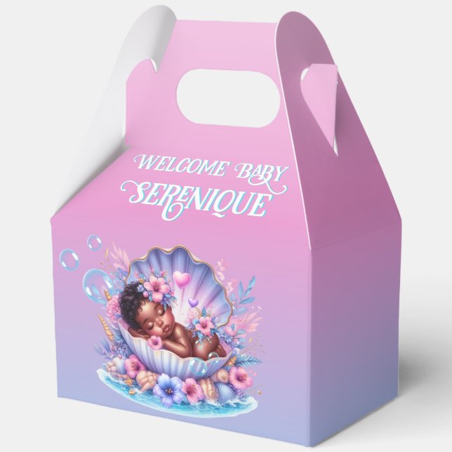 Afrikanisches amerikanisches Kindermädchen in Seas Geschenkschachtel (Vorderseite)