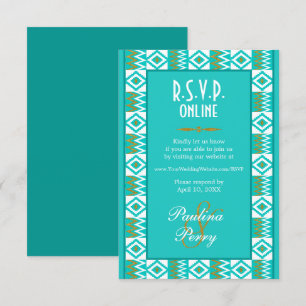 Afrikanisches Aqua Türkisblaues Kente-RSVP Online- RSVP Karte