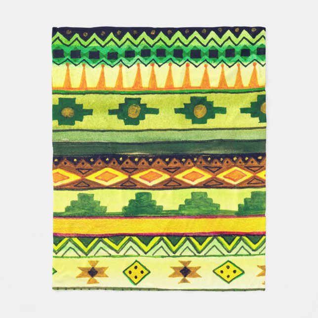 Afrikanisches Aquarellmuster Fleecedecke (Vorderseite)