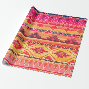 Afrikanisches Aquarellmuster Raster Illustration Geschenkpapier