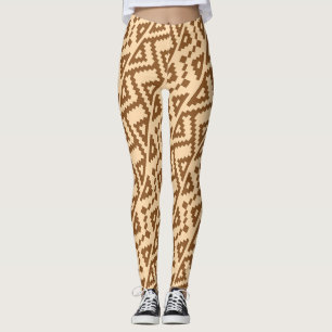 Afrikanisches Beige-Braun-Minimalmuster Leggings
