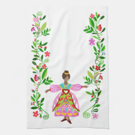 Afrikanisches Blumenmädchen im Jugendstil Geschirrtuch
