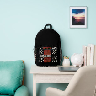 Afrikanisches Bogolan Black Mud Tuch Inspiriert Ru Bedruckter Rucksack