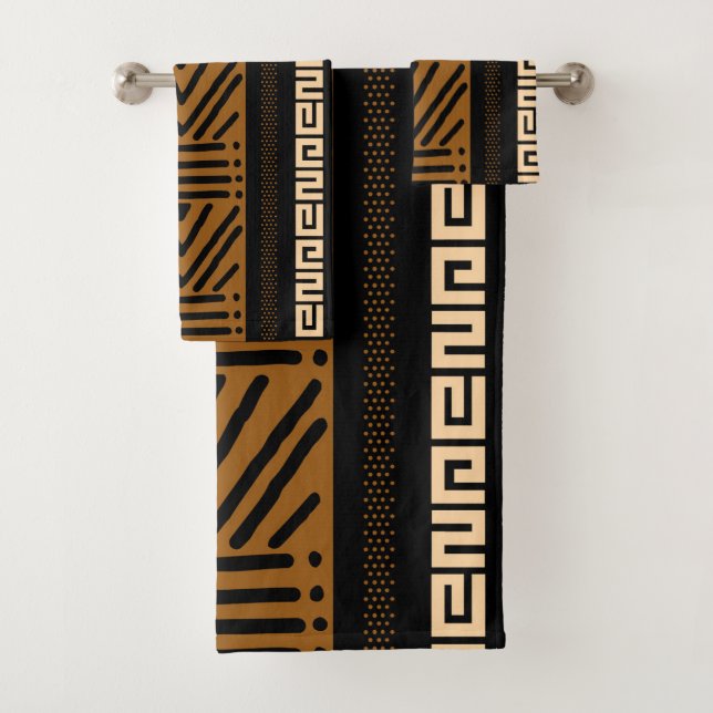 Afrikanisches Bogolan Style Schlammtuch Inspiriert Badhandtuch Set (Insitu)