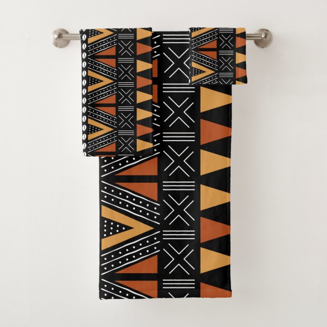 Afrikanisches Bogolan Style Schlammtuch Inspiriert Badhandtuch Set (Insitu)