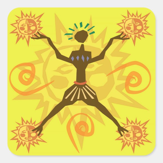 afrikanisches Design Quadratischer Aufkleber (Vorderseite)