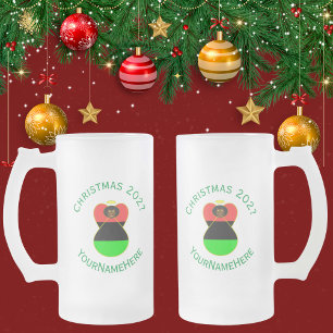 Afrikanisches Diaspora-Engel-Weihnachtsflagge Pers Mattglas Bierglas