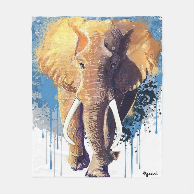 Afrikanisches Elefantendesign | Wildtiere Fleecedecke (Vorderseite)