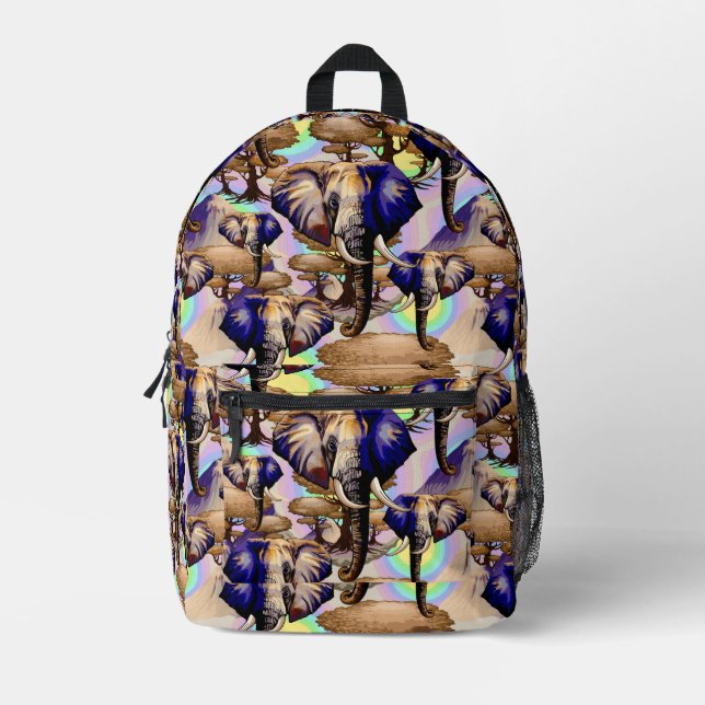 Afrikanisches Elephant Surreal Portrait Bedruckter Rucksack (Vorderseite)