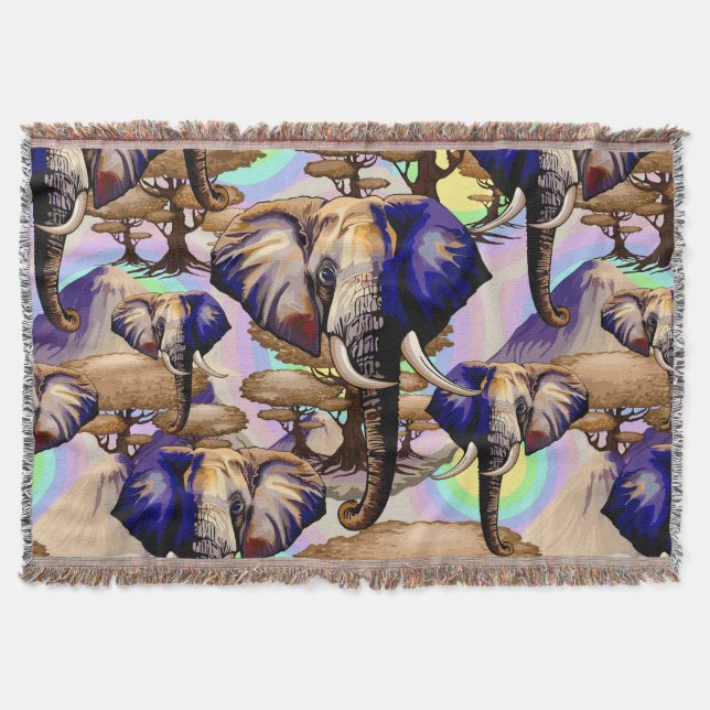Afrikanisches Elephant Surreal Portrait Decke (Vorderseite)