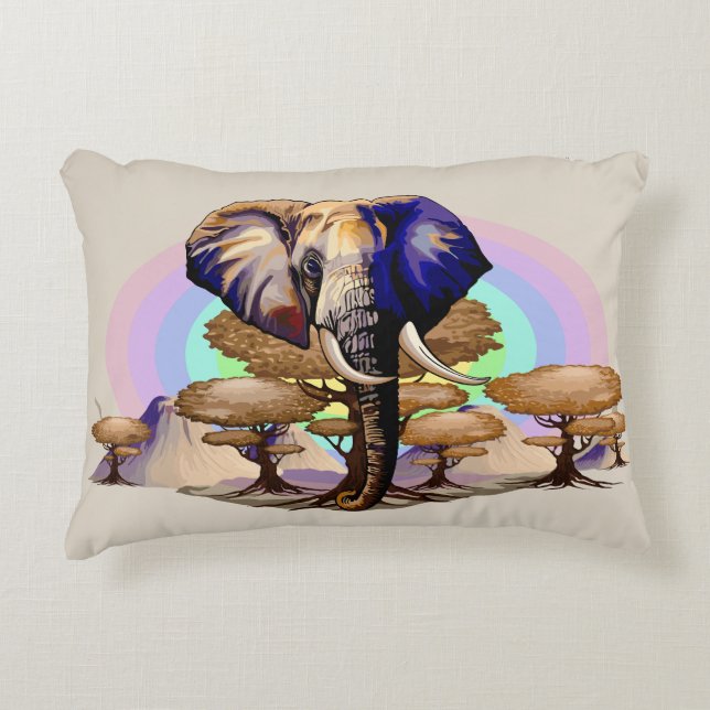 Afrikanisches Elephant Surreal Portrait Dekokissen (Vorderseite)