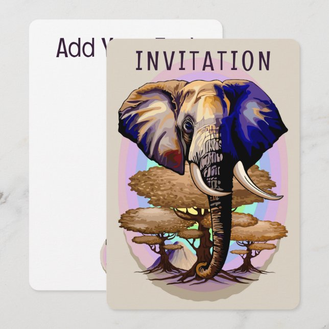 Afrikanisches Elephant Surreal Portrait Einladung (Vorne/Hinten)