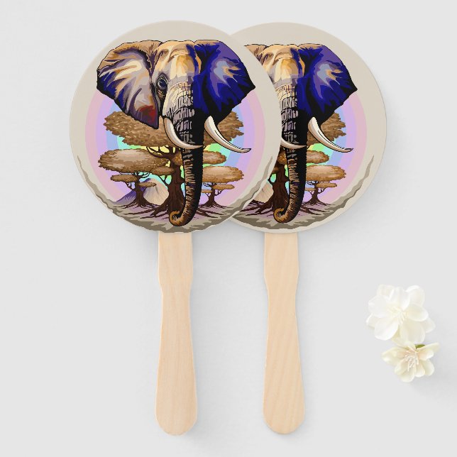 Afrikanisches Elephant Surreal Portrait Fächer (Vorne und Hinten)
