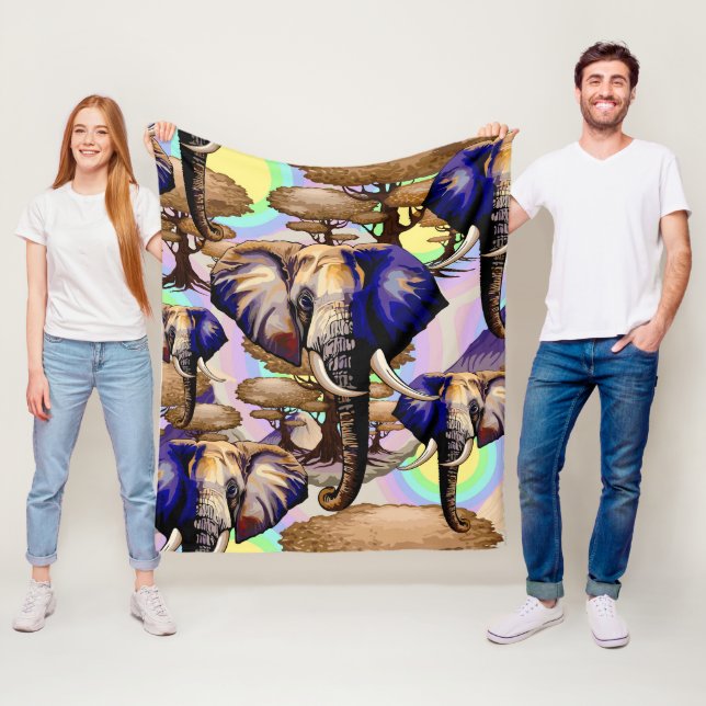 Afrikanisches Elephant Surreal Portrait Fleecedecke (Beispiel)