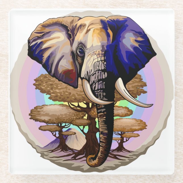 Afrikanisches Elephant Surreal Portrait Glasuntersetzer (Vorderseite)