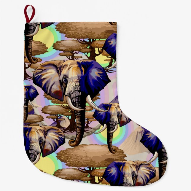 Afrikanisches Elephant Surreal Portrait Großer Weihnachtsstrumpf (Vorderseite)