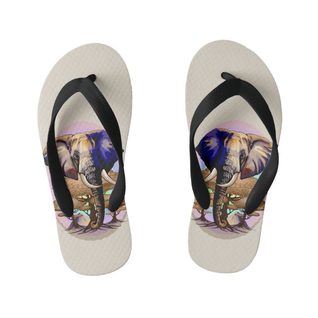 Afrikanisches Elephant Surreal Portrait Kinderbadesandalen (Fußbett)