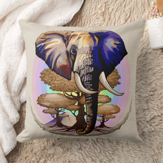 Afrikanisches Elephant Surreal Portrait Kissen (Decke)