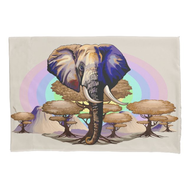 Afrikanisches Elephant Surreal Portrait Kissenbezug (Vorderseite)