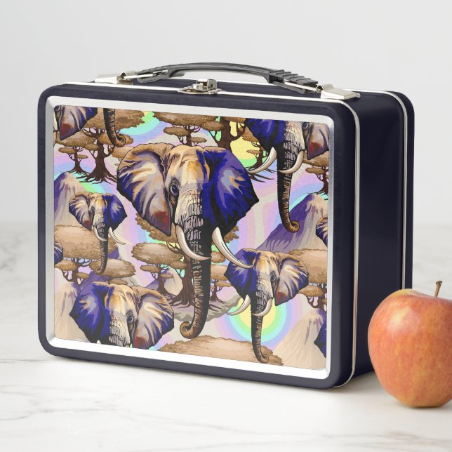 Afrikanisches Elephant Surreal Portrait Metall Brotdose (Beispiel)