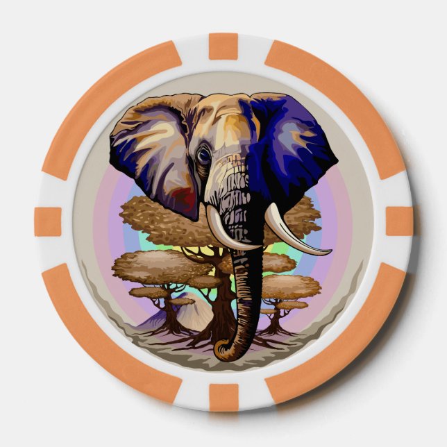 Afrikanisches Elephant Surreal Portrait Pokerchips (Vorderseite)