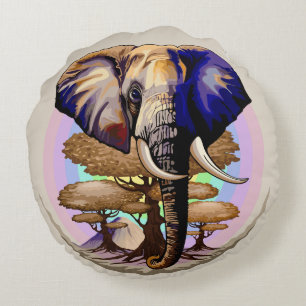 Afrikanisches Elephant Surreal Portrait Rundes Kissen