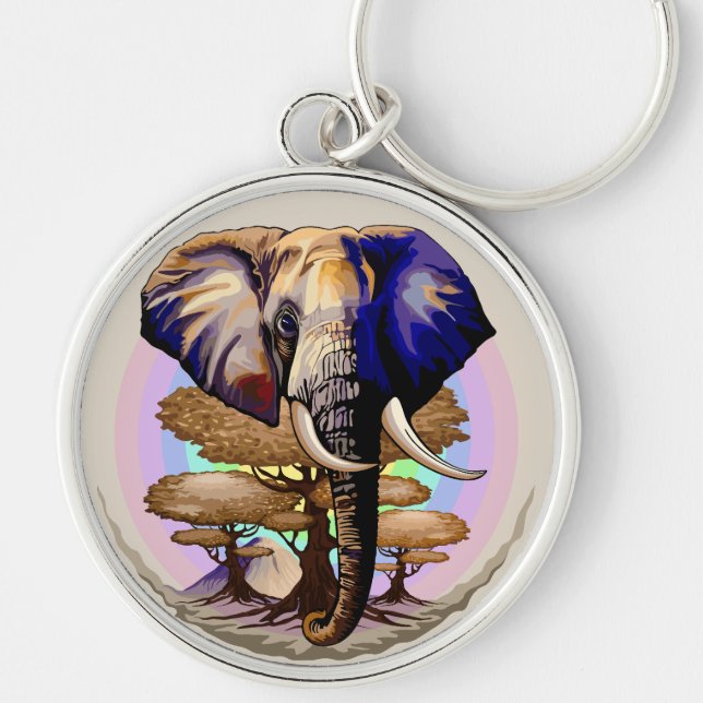 Afrikanisches Elephant Surreal Portrait Schlüsselanhänger (Vorne)