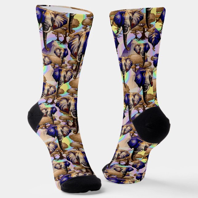 Afrikanisches Elephant Surreal Portrait Socken (Gewinkelt)