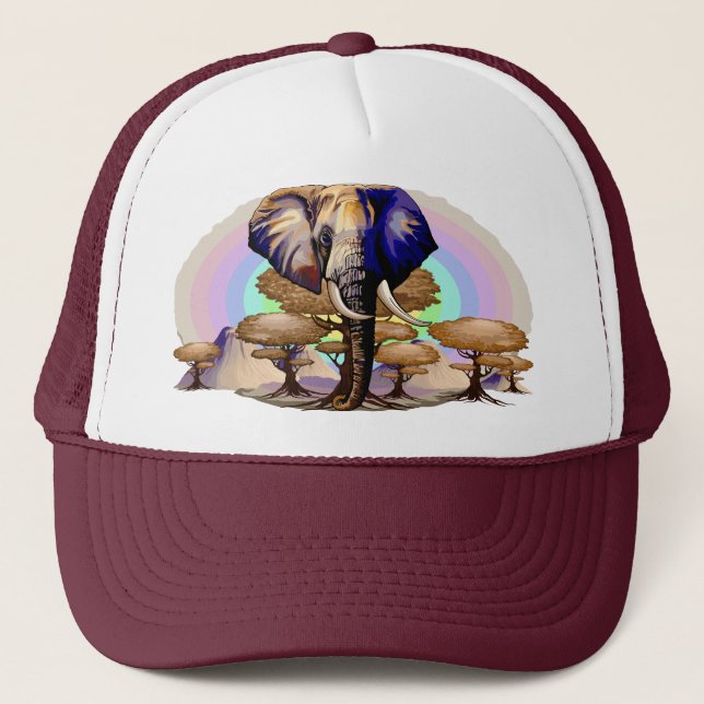 Afrikanisches Elephant Surreal Portrait Truckerkappe (Vorderseite)