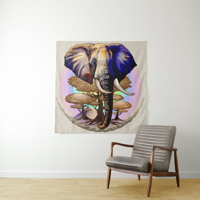 Afrikanisches Elephant Surreal Portrait Wandteppich (Beispiel)