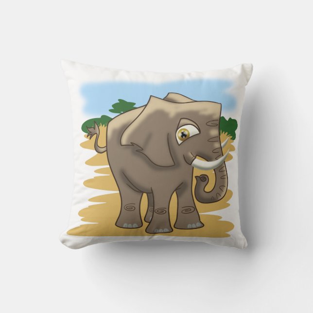Afrikanisches Elephant-Throw-Kissen Kissen (Vorderseite)