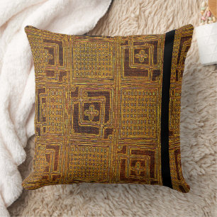 Afrikanisches Erbe • Beige und brauner Kuba-Stoff Kissen