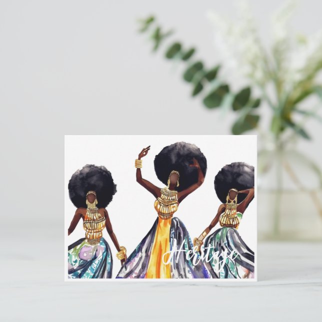 Afrikanisches Erbe Schöne Frauen in Gold Juwelen Postkarte (Stehend Vorderseite)